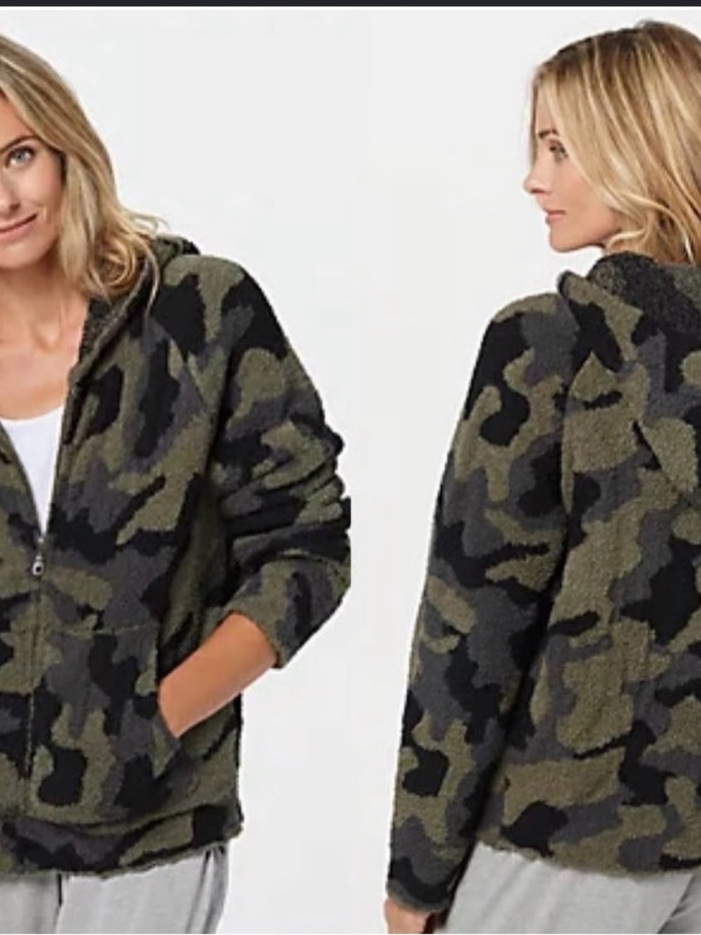 Barefoot Dreams Cozy Chic Camo Hoodie L